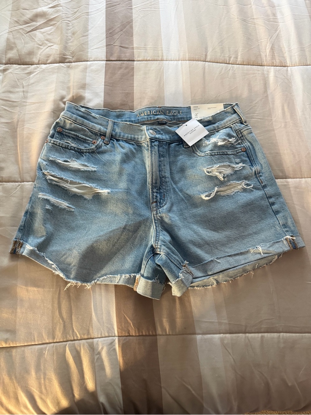 American Eagle Outfitters Light Wash Distressed Denim Shorts